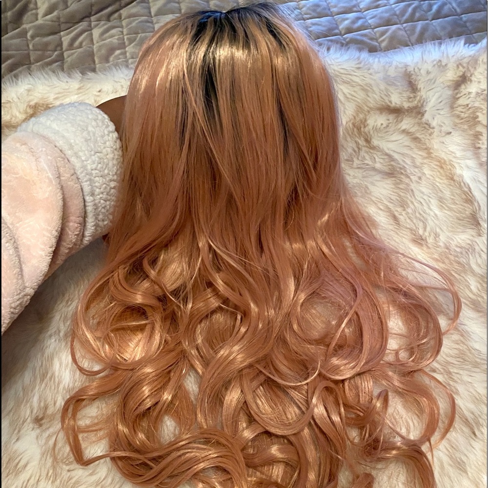 Ombré Rose Gold/Pink Long Body Wave Wig